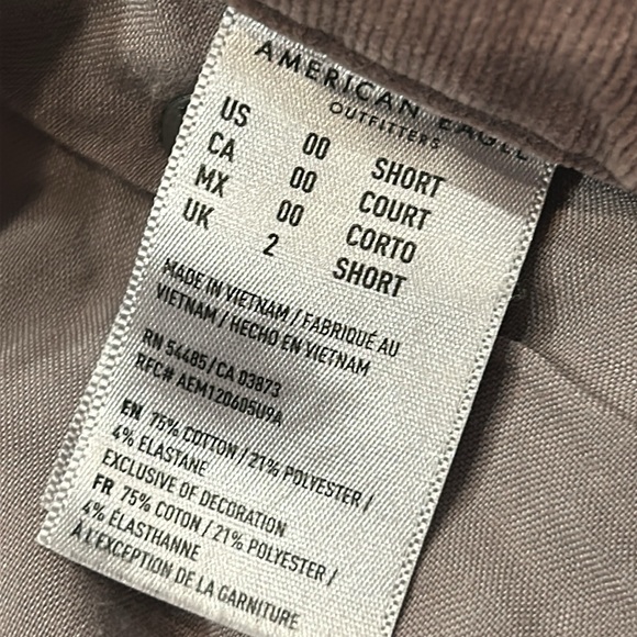American Eagle Hi Rise Crop Flare Corduroy Jeans Dusty Pink Size 00 Short - Picture 13 of 13